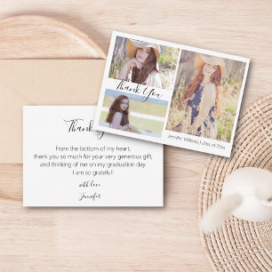 chic thank you graduation 3 photos collage note card