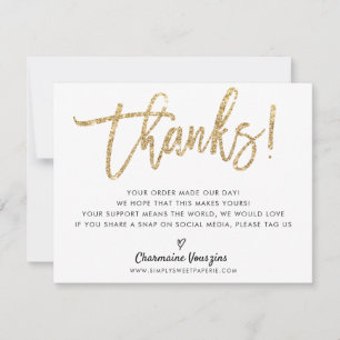 CHIC THANK YOU modern calligraphy gold glitter Card