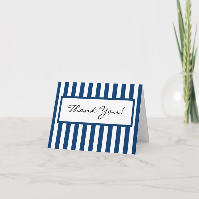 CHIC THANK YOU NOTE_ 158 NAVY/SHITE STRIPES CARD (Front)