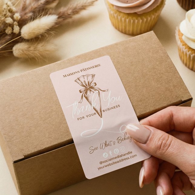 Chic Thank You Pastry Piping Bag Bakery Order Box (Chic Thank You Pastry Piping Bag Bakery Order Box Label)