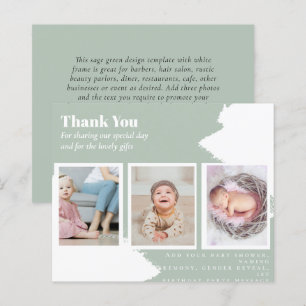 CHIC Thank You PHOTO COLLAGE Baby Cards BUDGET