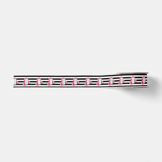 CHIC THANK YOU RIBBON_MOD PINK POPPIES GROSGRAIN RIBBON (Front)