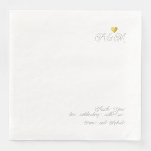 Chic Thank You Wedding Love Heart White Napkin