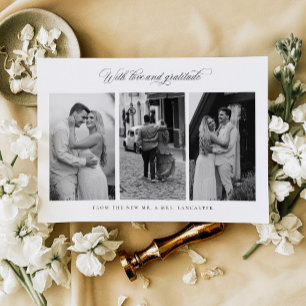 Chic Thank you Wedding Photo Custom Note Card