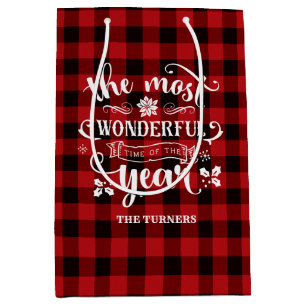 Chic The Most Wonderful Time of the Year Monogram Medium Gift Bag