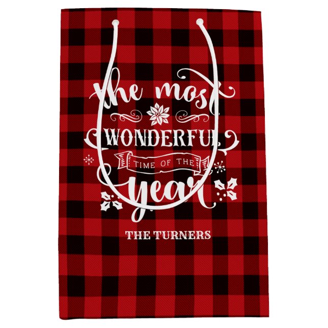 Chic The Most Wonderful Time of the Year Monogram Medium Gift Bag (Front)
