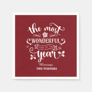 Chic The Most Wonderful Time of the Year Monogram Napkin