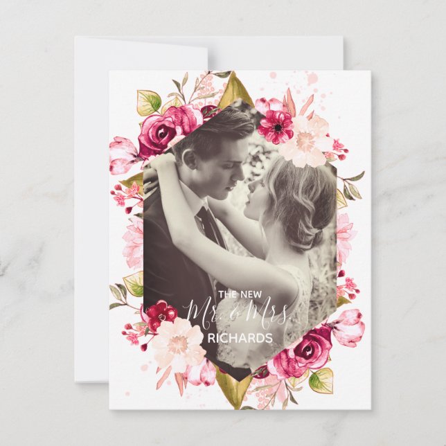 Chic The New Mr. & Mrs. Wedding Photo Announcement (Front)