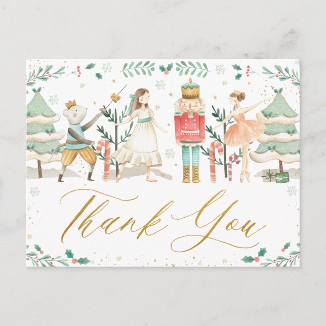 Chic The Nutcracker Ballet Christmas Thank You Postcard (Front)