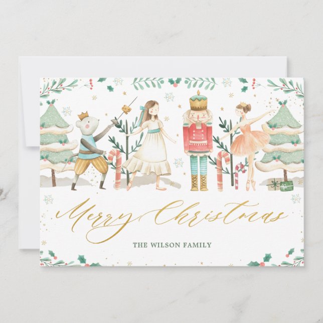 Chic The Nutcracker Ballet Merry Christmas  Holiday Card (Front)