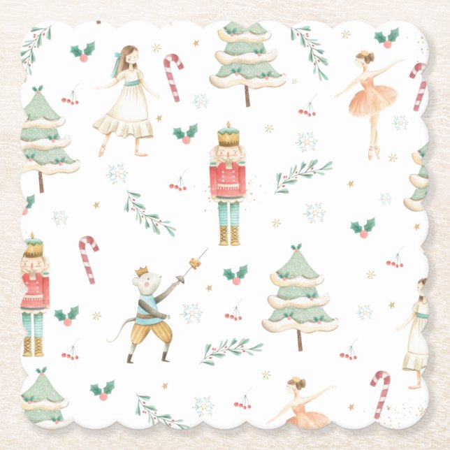 Chic The Nutcracker Ballet Merry Christmas Party Paper Coaster (Front)