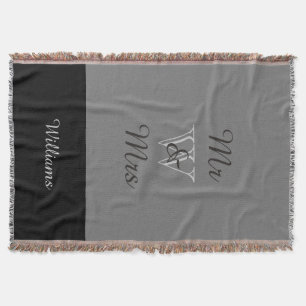 CHIC THROW_"MR & Mrs" ON INITIAL WITH NAME Throw Blanket