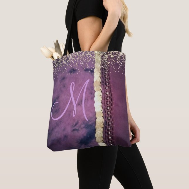 Chic Tie Dye Monogram Gypsy Scarf Tote Bag (Close Up)