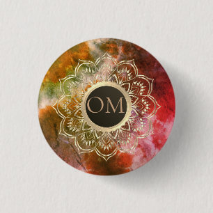 Chic Tie Dye OM Mandala 1 Inch Round Button