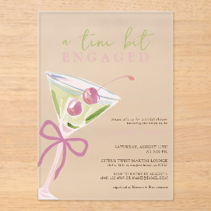 Chic Tini Bit Engaged Martini Bridal Shower Acrylic Invitations