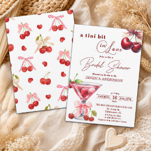 Chic Tini Bit in Love Cherry Martini Bridal Shower Invitation