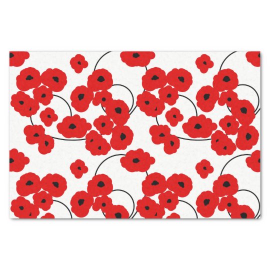 CHIC TISSUE PAPER_MOD RED & BLACK POPPIES TISSUE PAPER