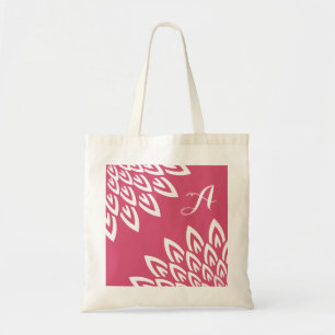 CHIC TOTE_MODERN WHITE FLORAL ON BERRY PINK TOTE BAG