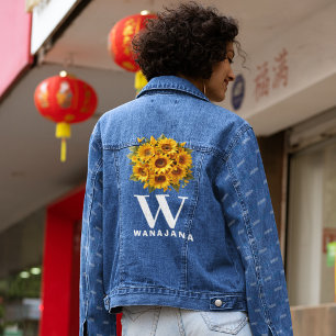 Chic tournesol blanc Monogramme femmes sur mesure