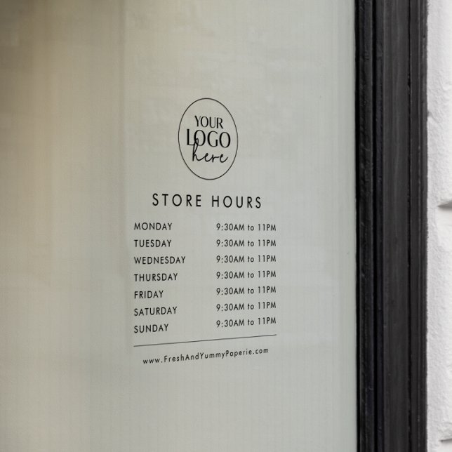 Chic Transparent Business Logo Store Hours Window Cling (Creator Uploaded)