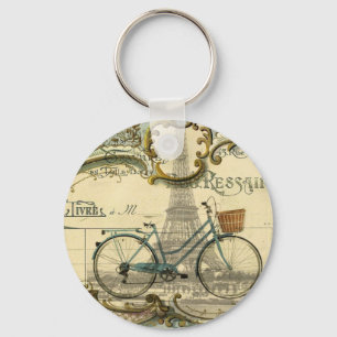 chic traveller vintage bicycles paris eiffel tower keychain