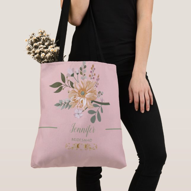 Chic Tree Blossom Monogrammed Tote Bag (Close Up)