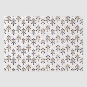 Chic Trendy Black Gold Christmas Trees Holiday Tissue Paper
