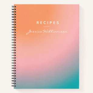 Chic Trendy Boho Gradient Pink Custom Recipe Notebook