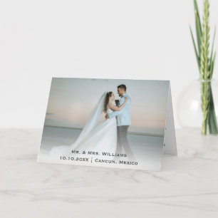 Chic Trendy Classic Wedding Photo Bride And Groom Thank You Card