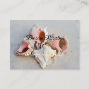 Chic Trendy Coastal Beach Seashells Wedding Business Card