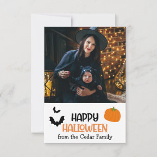 Chic Trendy Custom "Happy Halloween" Family Photo Card