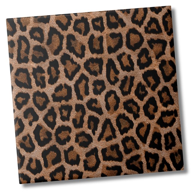 Chic Trendy Leopard Pattern Tile (Cute Trendy Faux Fur Leopard Animal Print Pattern Ceramic Tile)