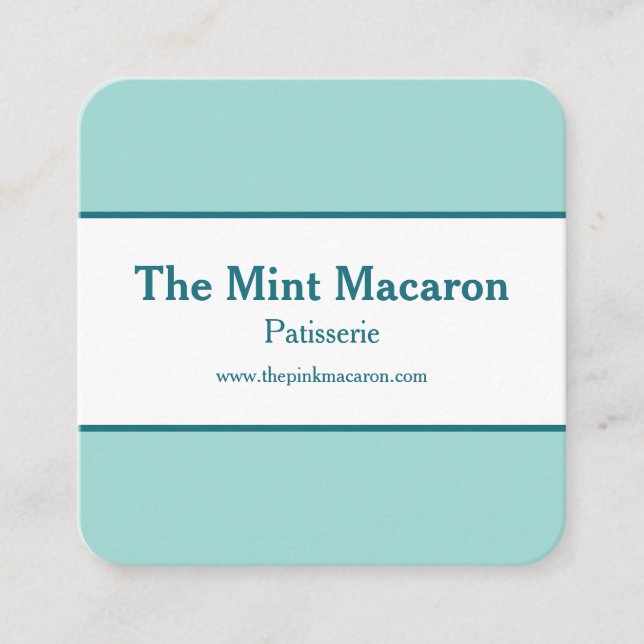 Chic & Trendy Macaron Mint Blue Modern Minimal Square Business Card (Front)