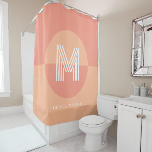 Chic Trendy Peach Pink Geometric Modern Monogram