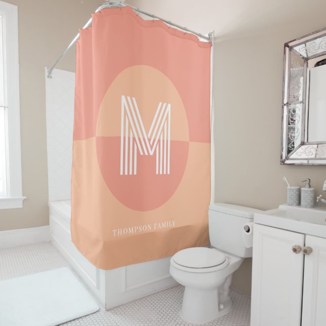 Chic Trendy Peach Pink Geometric Modern Monogram (In Situ)