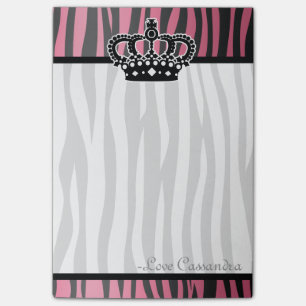 Chic trendy princess pink and black zebra pattern post-it notes