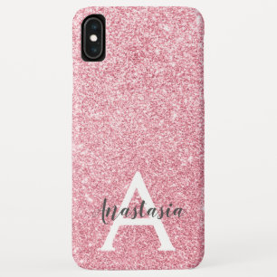 Chic & Trendy Rose Gold Glitter Sparkles Monogram iPhone XS Max Case