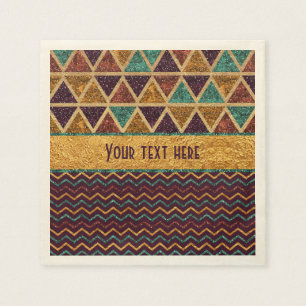 Chic Triangles Chevrons Fake Glitter Gold Foil Napkin