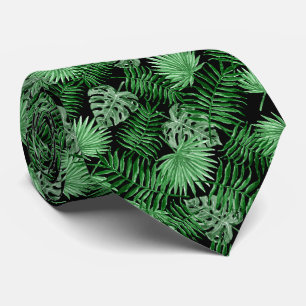 Chic Tropical Green Palm Tree Leaves Summer Art Tie