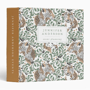 Chic Tropical Leaves & Leopards Personalized Binder