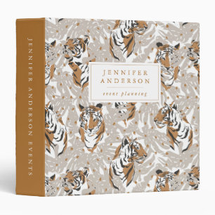 Chic Tropical Leaves & Tigers Personalized Binder