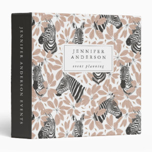 Chic Tropical Leaves & Zebras Personalized Binder