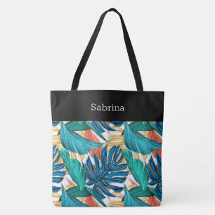 Chic Tropical Monogrammed Tote Bag