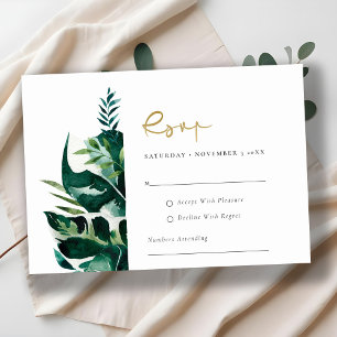Chic Tropical Monstera Foliage Green Wedding Rsvp Enclosure Card