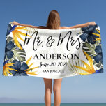 Chic Tropical Personalized Mr. & Mrs. Custom Beach Towel<br><div class="desc">Make a statement at the pool or the beach with our wide selection of super cute customizable beach towels. We have elegant,  classy also fun and playful full print designs.</div>