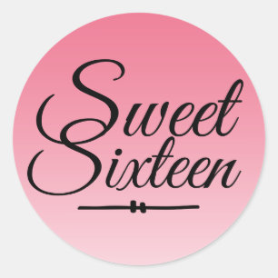 Chic Tropical Pink Ombre Sweet 16 16th Birthday Classic Round Sticker