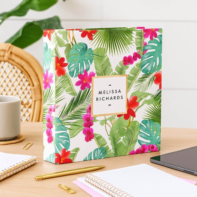 Chic Tropical Print Watercolor Designer Binder (Creator Uploaded)
