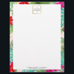 Chic Tropical Print Watercolor Designer Pink Letterhead<br><div class="desc">Coordinates with the Chic Tropical Print Watercolor Designer Pink Business Card Template by 1201AM. A vibrant watercolor illustration of tropical leaves and flowers fills the border of this personalized letterhead. Your name or business name is simply displayed in a faux gold framed box across the top. Perfect for anyone looking...</div>