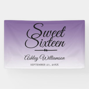 Chic Tropical Purple Ombre Sweet 16 16th Birthday Banner