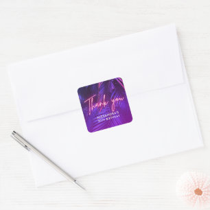 Chic Tropical  Purple Palm Leaf Birthday Stickers